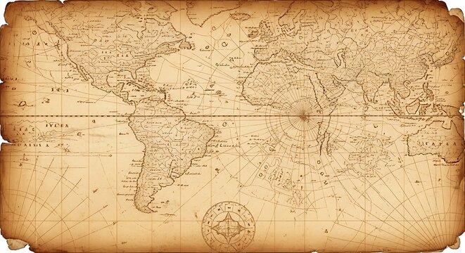 Old parchment map with historical european borders and cities