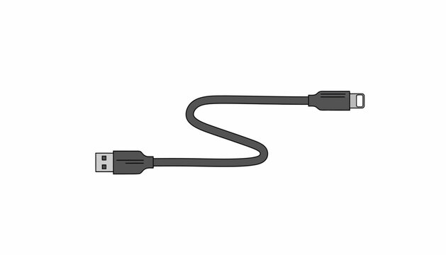 Black USB cable, USB-A to USB-C adapter cord, charging data sync wire, electronic accessory