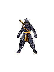 Fototapeta premium A cartoon ninja character in a fighting stance with a sword