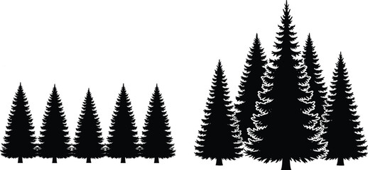 Obraz premium Forest Perspective and Distance Comparison Pine Trees Silhouette Design Elements
