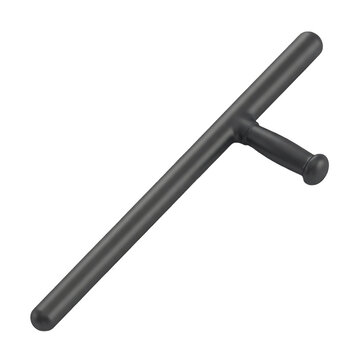 Isolated image of a black police baton or truncheon on a white background