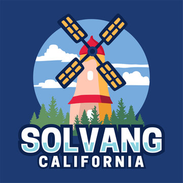 solvang california with beautiful windmills