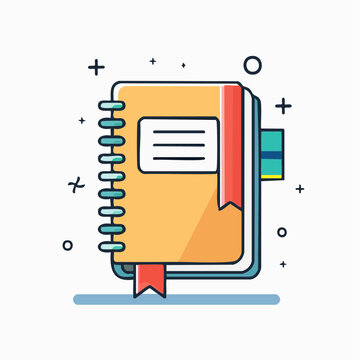 Spiral Notebook Icon with Ribbons and Tabs