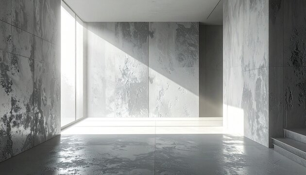 Architectural Interior Concrete Walls Floor Ceiling Sunlight Geometric Shadows Minimalist Modern Raw Material Design Lifestyle Photography for Adobe Stock Viral Ranking
