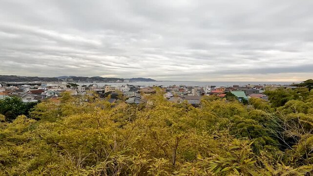 City View point of Hase-dera, commonly called the Hase-kannon, is one of the Buddhist temples in the city of Kamakura in Kanagawa Prefecture, Japan, famous for housing a massive wooden statue of Jūich