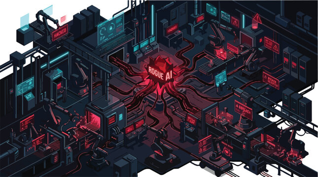 Central Red Core Alien Creature With Tentacles.