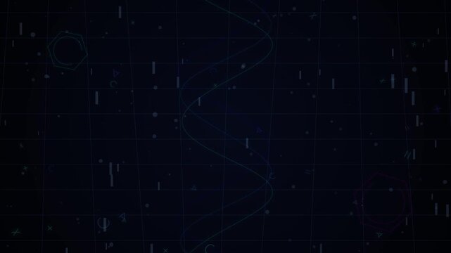 Abstract Digital Background with DNA Helix and Floating Particle Elements