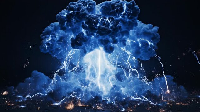 Electric Storm Clouds with Lightning Flashes.