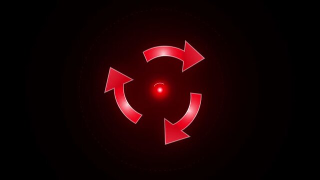 Red glowing circular arrows rotating as a continuous loading process