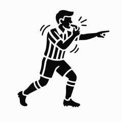 Fototapeta premium Soccer referee blowing whistle and pointing during a game