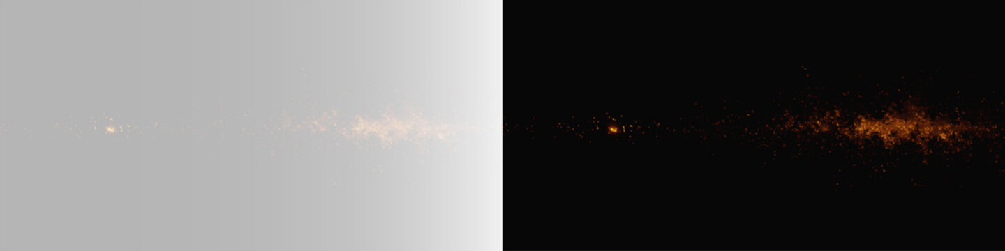 Realistic fire line set, atmospheric glowing orange spark trail and cinematic horizontal flame blast on contrast backgrounds