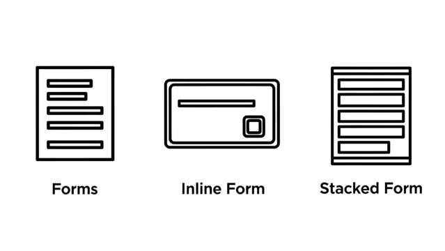 Set of icons for document forms with inline form stacked form document application contract information questionnaire registration template structure illustration minimalist business