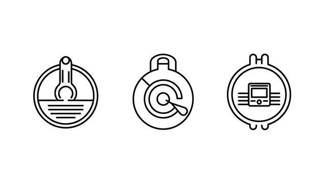Mechanical measuring tools and instrument icons for engineering and technical calibration with instrument measuring engineering technical indicator equipment industrial precision calibration