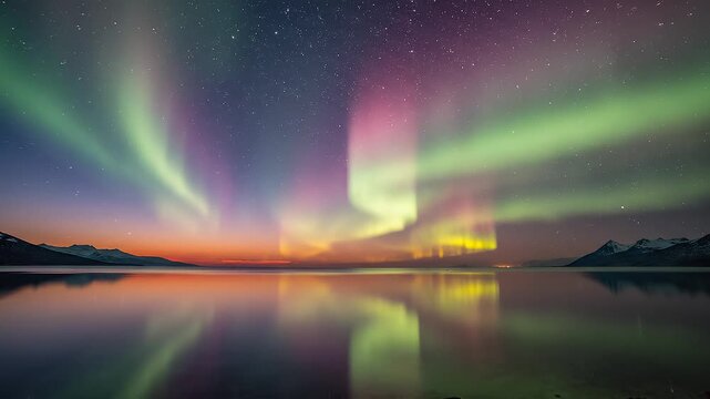 Aurora Borealis Over Serene Lake aurora borealis vector