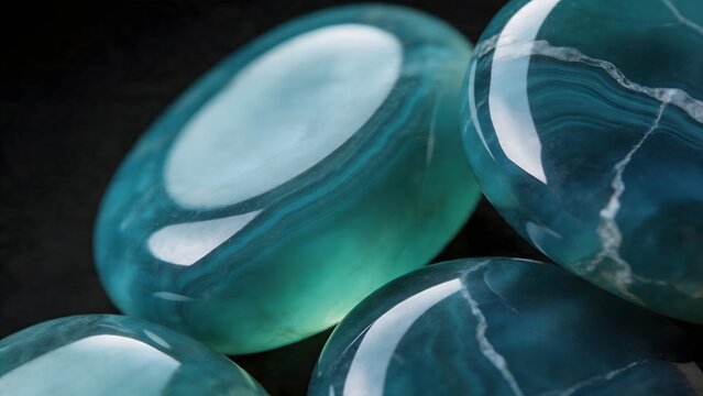 Glossy blue agate stones