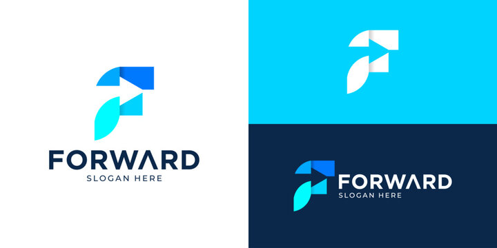 Creative modern forward logo template. Business forward logo design vector illustration.