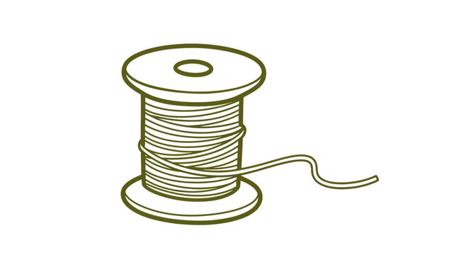 Golden thread spool, sewing thread, embroidery supply, vector illustration