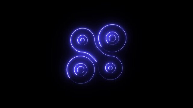 Glowing blue neon circles interconnected on black background a mesmerizing abstract featuring lines