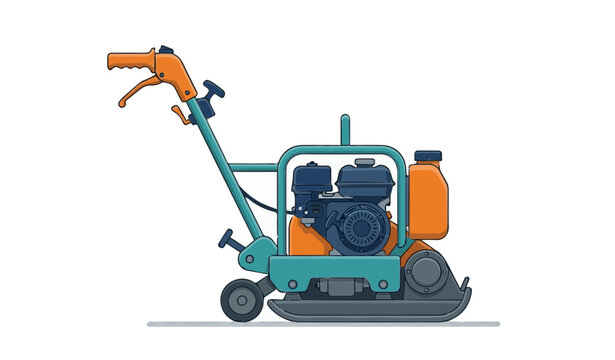 Vibratory Plate Compactor Machine Construction Equipment Flat Vector Illustration