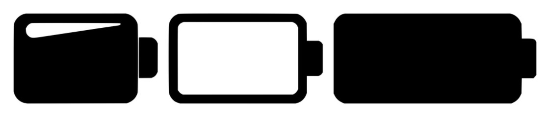 Fototapeta premium Battery set with solid black icon, white background minimalist, simple featuring battery, charging, icon with power and electrical