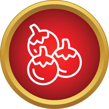 Berries or small fruit vegetables vector line icon set on a round red button