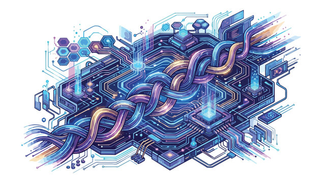 Blockchain Network Chain Ledger Technology Concept.