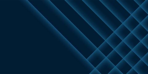Obraz premium Abstract diagonal glowing lines on dark blue background. Modern banner template design. Overlap blue neon diagonal lines. Technology futuristic concept. Vector illustration