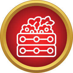 Obraz premium Abstract icon representing a crate filled with fresh grapes on a red and gold background