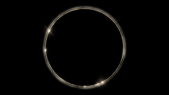 Animated gold ring with highlights on a black background