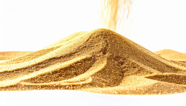a high pile of golden sand with explicit glittering grains and natural wave textures. 