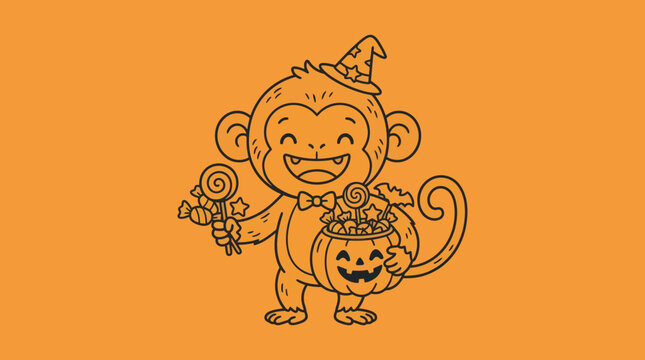 Happy Halloween Monkey Vector Illustration