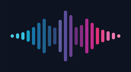 Modern colorful equalizer bars on dark background creating vibrant sound visualization for music streaming, podcast branding, audio technology interfaces and digital media applications © SpainArts