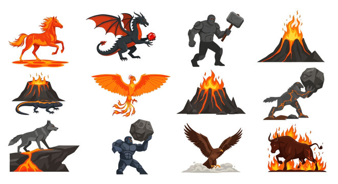 Fantasy Creature Fire Volcano Adventure Illustration