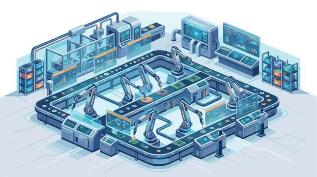 Automated Warehouse Conveyor System With Robotic Machinery.