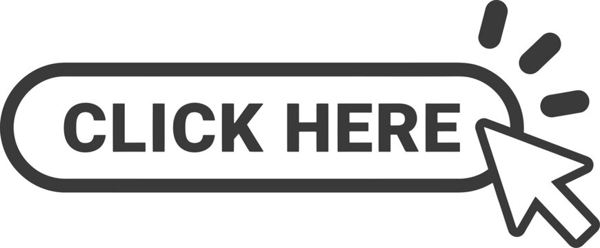 Click here button icon with cursor for website interface design
