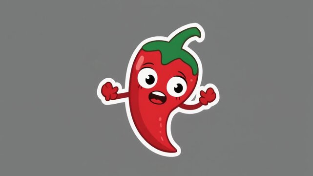 Cute chili pepper character changing emotion from crying to happy, expressive cartoon