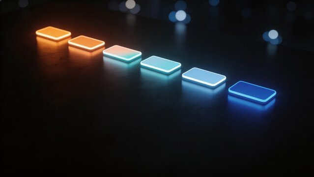 Glowing rectangular lights in gradient