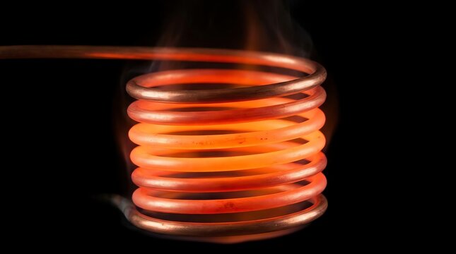 Close-up of a glowing orange heating coil against a black background.