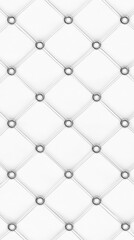 Fototapeta premium Elegant white leather upholstery pattern with shiny metal grommet accents and diamond quilting texture design backdrop.