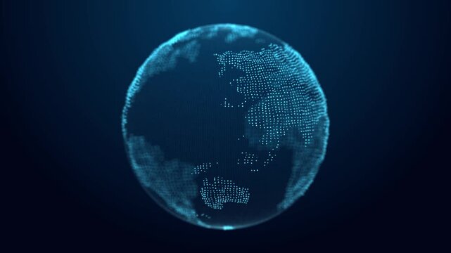 Globe. Concept of planet Earth. Visualization of big data flow.