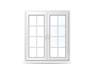 Obraz premium Clean white window isolated on white background for design elements