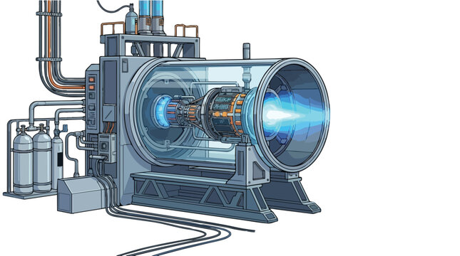 Industrial machine and turbine engine close up.