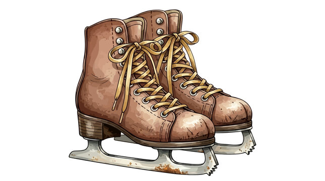Pair of lather  ice skates