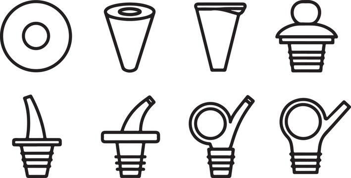 Vector icons set of coffee cup and coffee bean simple line art Vector