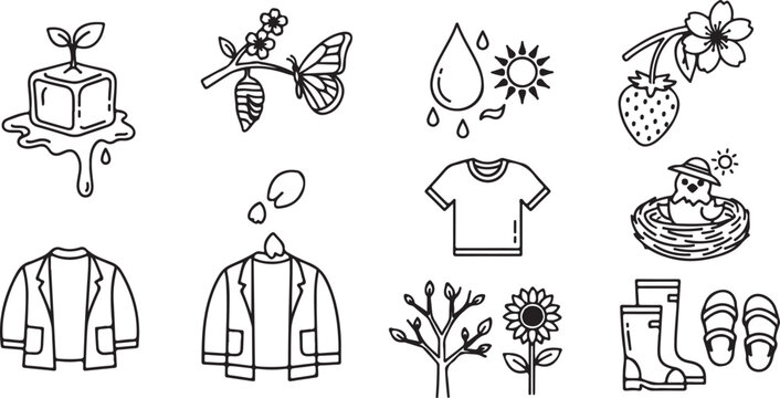 Cute cartoon insects flowers and fruits seamless pattern vector Vector