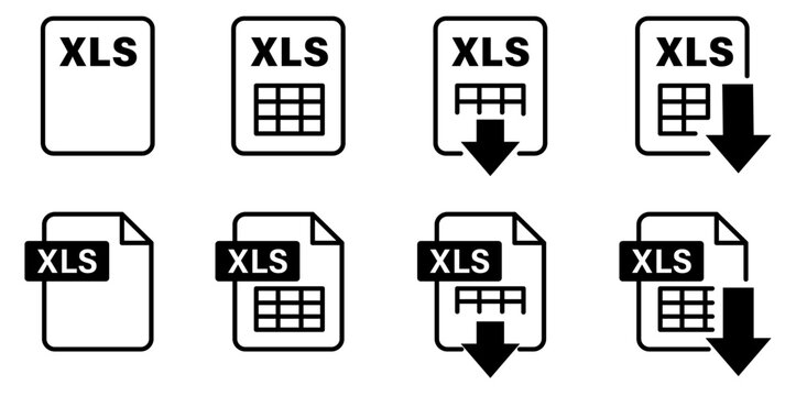 エクセル・XLS・表計算の書類アイコンイラスト白黒