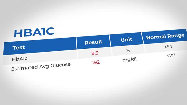 Medical Laboratory Test Result Display Showing Blood Glucose and HbA1c Data in a Clinical Setting