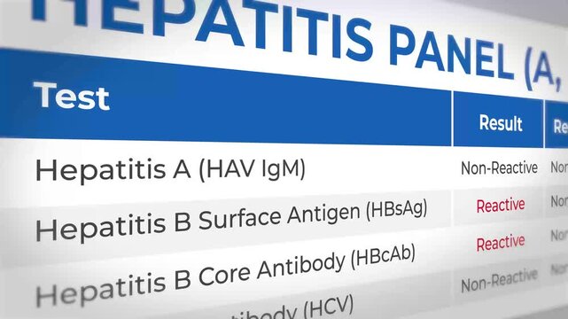 Medical Laboratory Hepatitis Panel Test Results Display in a Clinical Setting