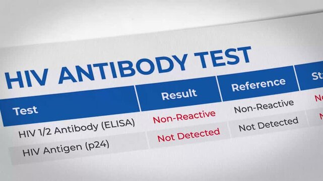 HIV Antibody Test Result Display with Medical Data and Analysis