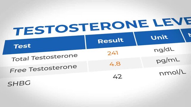 Medical Test Results for Testosterone Levels on a Screen